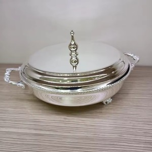 Cacerola Clásica de Acero Inoxidable con Tapa, Plato Redondo de Metal para Servir, Duradero, Solo Lavar a Mano, para Cocinas de Gas e Inducción - Product Image 3