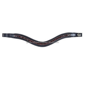 Bandeau de tête pour cheval en cuir noir premium, extra confortable, doublé de tissu doux, décoré de cristaux fantaisie et de strass. - Product Image 4