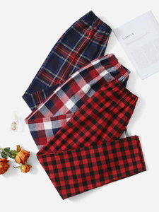 <b>men's</b> pants Professional Design <b>Men's</b> Casual Waist Flannel Trousers 100% Cotton Lightweight Drawstring Bottoms Pant Check Style - Product Image 4