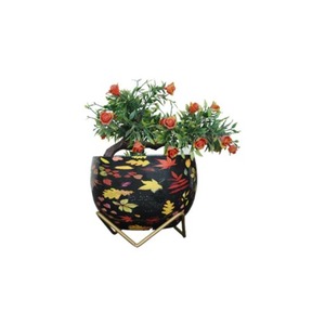 Balcony Home Decoration Metal Planter With Ceramic <b>Basket</b> Metal Flower Pot For <b>Table</b> - Product Image 2