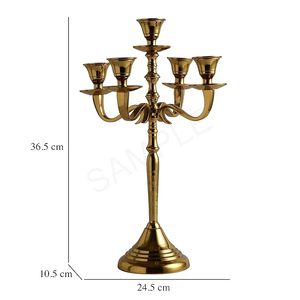 Elegante Candelabro Dorado de Cinco Brazos, Centro de Mesa Decorativo de Metal para Bodas, Mesa de Comedor, Decoración del Hogar - Product Image 2
