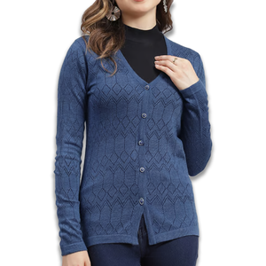 Cardigan décontracté à manches longues pour femme, fabriqué par un fabricant OEM, tendance, tailles personnalisées, laine/acrylique pour l'hiver - Product Image 2