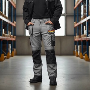 Pantalones de Trabajo Casuales de Alta Visibilidad para Hombre, con Múltiples Bolsillos, Cierre de Botones, Franjas Reflectantes, Material de Lona Transpirable, para Verano - Product Image 4