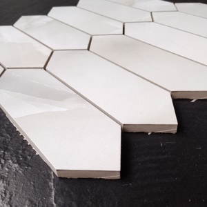 Carrelage mosaïque hexagonal vitrifié pleine masse 73 mm (3 po) finition mate et brillante blanc neige - Product Image 2