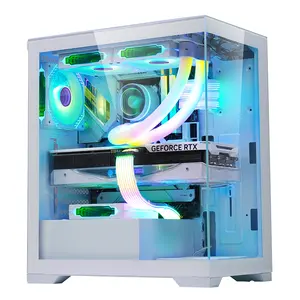 Full White Color Full View Glass PC chassis Mid Tower Micro ATX Gaming Case MKF3151W