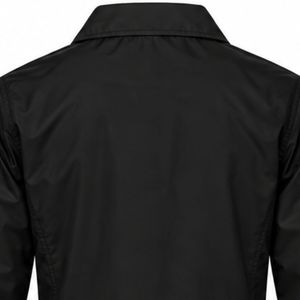 Black White Greek Letter Embroidered Coach <b>Jacket</b> Custom Crest Logo Button Up Windbreaker with White Applique Design Ribbed Cuff - Product Image 2