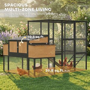 Grande Pollaio in Legno con Area Esterna per 7-12 Galline, Gabbia per Polli da 267 cm con Recinto e 2 Cassette Nido - Product Image 3