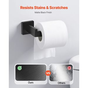 Ensemble d'accessoires de salle de bain en acier inoxydable noir mat de 16 pouces, 5 pièces, comprenant 2 crochets pour peignoirs et 1 barre porte-serviettes de 16 pouces - Product Image 5