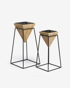 Macetero de Madera de Estilo Nórdico de Lujo con Soporte de Hierro, Marco Geométrico para Macetas, Moderno para Jardín - Product Image 1