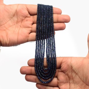 Cuentas facetadas de zafiro AAA+ de 3mm-5mm, cuentas de zafiro azul natural de Birmania, piedras preciosas de zafiro Pylin, collar de joyería en capas. - Product Image 3