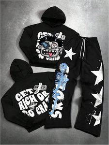 Conjunto de Sudadera con Capucha y Pantalones Deportivos para Hombre, Ropa Deportiva con Estampado Gráfico, Estilo Hip Hop - Product Image 3