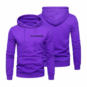 Ropa de moda al por mayor, sudadera con capucha morada personalizada para hombre, tejida, transpirable, lisa, unisex, informal, de corte regular. - Product Image 1