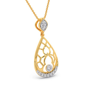 สร้อยคอจี้เพชรทรงหยดน้ำรูปทรงลูกแพร์แบบโปร่งลายรังผึ้ง - Product Image 3