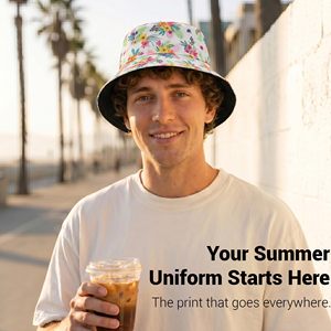 Printed Bucket <b>Hat</b> for <b>Men</b> Women Packable Summer <b>Sun</b> <b>Hat</b> Beach Vacation OEM Wholesale - Product Image 3