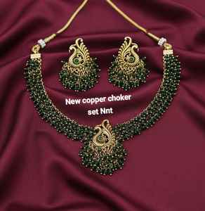 Parure de bijoux ethnique en laiton plaqué argent pour mariée, fiançailles, mariage, fête, cadeau, collier ras-du-cou, boucles d'oreilles pendantes, Tikka, Zircon de haute qualité - Product Image 1