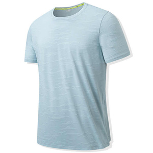เสื้อยืดแขนสั้นผู้ชายสีฟ้าอ่อน แห้งเร็ว คอกลม ทรงปกติ สวมใส่สบาย ผ้าถักโพลีเอสเตอร์ สีพื้น - Product Image 2