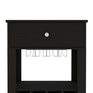 Carrello Bar Nero da 99 cm con 12 Portabottiglie, Ripiano Centrale e 1 Portabicchieri - Mobile Contenitore Portabottiglie per Cucina e Soggiorno - Product Image 6
