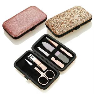 Kit de manucure professionnel en acier inoxydable 5 en 1 Coupe-ongles Ciseaux Lime à ongles Étui portable Utilisation adulte Style classique - Product Image 4