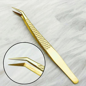 Pince à épiler RMI Shin en acier inoxydable plaqué or 24 carats, avec pointe en fibre, prise en main confortable, 10 mm, durable - Product Image 2