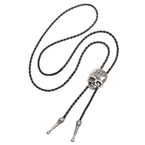 Retro Alloy Pendant Bolo Tie-Adjustable Genuine Leather Cowboy Necktie for Men & Boys 18K Gold Plated - Product Image 3