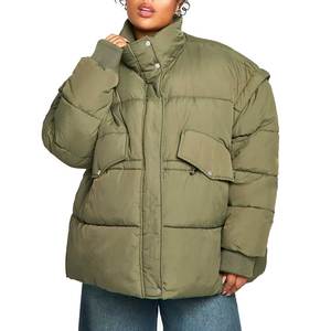Women's Fashion Short Puffer Jacket High Waist Winter Quilted <b>Bubble</b> <b>Coat</b> Long Sleeve Zipper Closure Casual Outerwear 2026 - Product Image 1