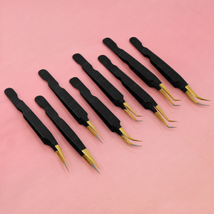 Pince à cils à pointe en fibre pour extensions de cils, ensemble de précision, finition noire mate de luxe, outil pour extensions de cils pour salon - Product Image 4