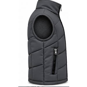 Chaleco Acolchado Gris Carbón para Hombre, Sin Mangas, Cuello Alto, Cierre Frontal, Ligero, Cálido, para Invierno, con Bolsillos Laterales con Cierre - Product Image 3