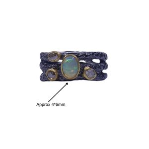 Wedding Wear 925 Sterling <b>Silver</b> Gold Plated Jewelry <b>Opal</b> Diamond Gemstone Women Wear Classic <b>Ring</b> - Product Image 1