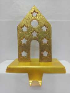 Soporte de lujo para calcetines navideños Golden Star, decoración navideña de aluminio de alta calidad a precio económico. - Product Image 3