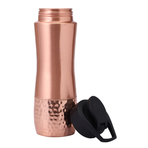 Botella de Agua de Cobre Martillado Ecológica de Primera Calidad, a Prueba de Fugas, con Tapa Negra, Gran Capacidad, Diseño Moderno, Portátil para Viajes - Product Image 5