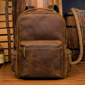 กระเป๋าเป้หนังวัวแท้กันน้ำ ป้องกันการโจรกรรม สไตล์วินเทจ สำหรับใส่แล็ปท็อป เหมาะสำหรับทำงานและเดินทาง รุ่น LBP-0406 - Product Image 1