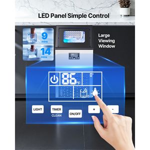 Macchina per il Ghiaccio Commerciale da Cucina in Acciaio Inossidabile, da Banco, 120 Libbre/24h, Capacità di Stoccaggio 28 Libbre, 45 Cubetti per Ciclo - Product Image 3
