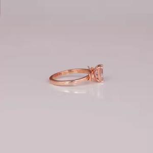 Anillo de compromiso chapado en oro rosa de 10/14/18K, diseño personalizado, corte radiante, Diamante cultivado en laboratorio, sorpresa de cumpleaños perfecta - Product Image 4