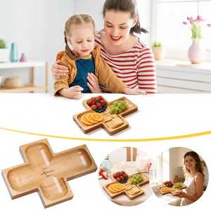 Bandeja de Servir de Madera Hecha a Mano con Divisores |   Plato de Aperitivos al por Mayor |   India - Product Image 1