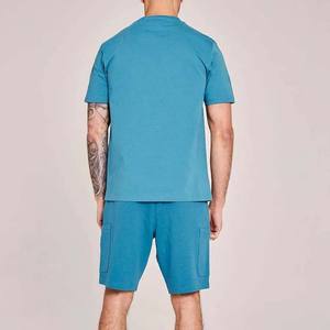 Conjunto de Camiseta y Pantalones Cortos Deportivos Unisex de Punto, Algodón Transpirable, Corte Holgado Informal de Verano, Ropa para Hombre - Product Image 2