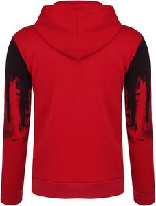 เสื้อฮู้ดผู้ชายสีแดงพิมพ์ลายหยดน้ำ ทรงปกติ สไตล์สตรีทแวร์ มีกระเป๋า เหมาะสำหรับใส่ในฤดูใบไม้ร่วง ผ้าถักเฟรนช์เทอร์รี่ - Product Image 3