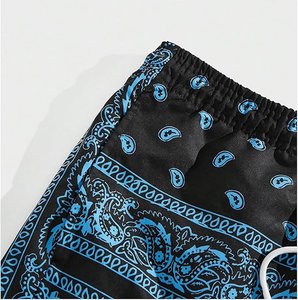 Shorts de bain pour hommes grande taille à imprimé géométrique Modern Movements - Taille mi-haute avec cordon de serrage, extensible dans 4 directions, respirant et séchage rapide - Product Image 3