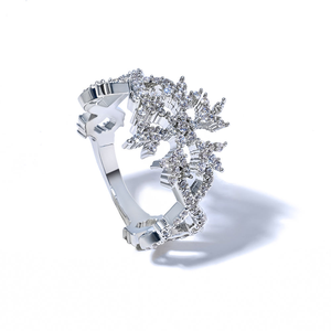 Bague Couronne en Moissanite, Tiara Royale, Bague Florale Élégante, Bijoux pour Femme, Cadeau de Mariage, Mode de Luxe - Product Image 2