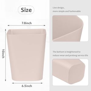 Khaki 1.8 Gallon <b>Small</b> Trash Can Waste Basket for Bathrooms Laundry Rooms Kitchens Offices - Product Image 2