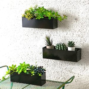 Jardinière murale moderne en métal noir pour intérieur, extérieur, maison, jardin, balcon, pot de fleurs décoratif pour la maison, lot de 3 - Product Image 2