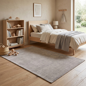 Light <b>Grey</b> Wool Eco-Friendly Non-Slip Hand Tufted <b>Rug</b> Modern Solid Tonal Texture for Living Room Bathroom Hotel Interiors - Product Image 3