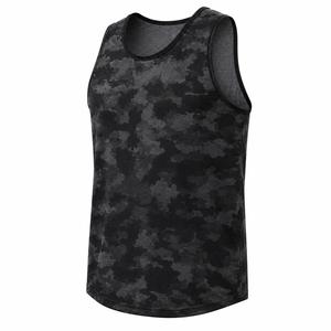 เสื้อกล้ามคอกลมผู้ชายลายพราง แห้งเร็ว ผ้าถักโพลีเอสเตอร์ ทรงสปอร์ต สีดำเทา ดีไซน์ทันสมัย - Product Image 4