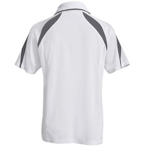 Chemise à manches courtes blanche pour homme avec motif gris contrastant, style décontracté, séchage rapide, tissu tricoté 100% polyester, coupe classique - Product Image 2