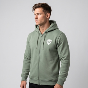 Sudadera con Capucha y Cremallera Dumela Unisex Verde, 100% Algodón, Color Sólido, Casual, Transpirable, Ecológica, Corte Holgado, Invierno - Product Image 5