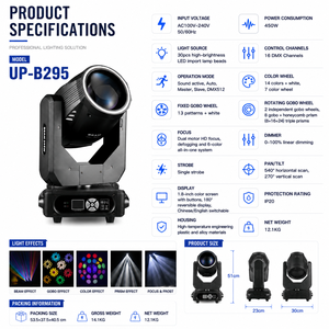 Luce Laser Professionale Beam 295 RGB con Effetto Beam, Frost e 6 Colori per DJ, Discoteca e Feste - Product Image 2