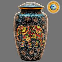 Urnes commémoratives d'éléphant colorées de luxe, peintes à la main, artistiques, en métal, écologiques, pour cendres funéraires