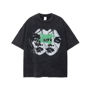 เสื้อยืดวินเทจทรงหลวม ไซส์ใหญ่ สำหรับผู้ชาย แขนสั้น คอกลม สไตล์ฮิปฮอป ผ้าเจอร์ซีย์คอตตอน ทรงโอเวอร์ไซส์ - Product Image 3