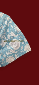 Impresionante Kaftán Midi de Cintura Alta con Estampado Floral Sanganeri en Azul Turquesa, 100% Algodón Ecológico, Corte Asimétrico Regular, Estilo Kimono - Product Image 3