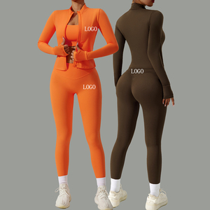 Ensembles de yoga pour femmes, effet seconde peau, haute élasticité, écologiques, respirants, en Spandex/Polyester, taille élastique, sans manches, coupe ajustée - Product Image 1