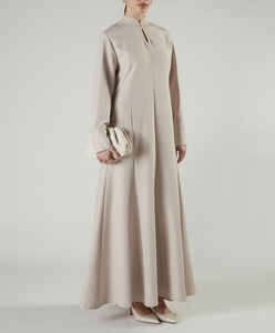 Robe longue élégante pour femme style Abaya de Dubaï 2026 avec col mandarin et découpe clé, vêtement et accessoire islamique traditionnel - Product Image 1